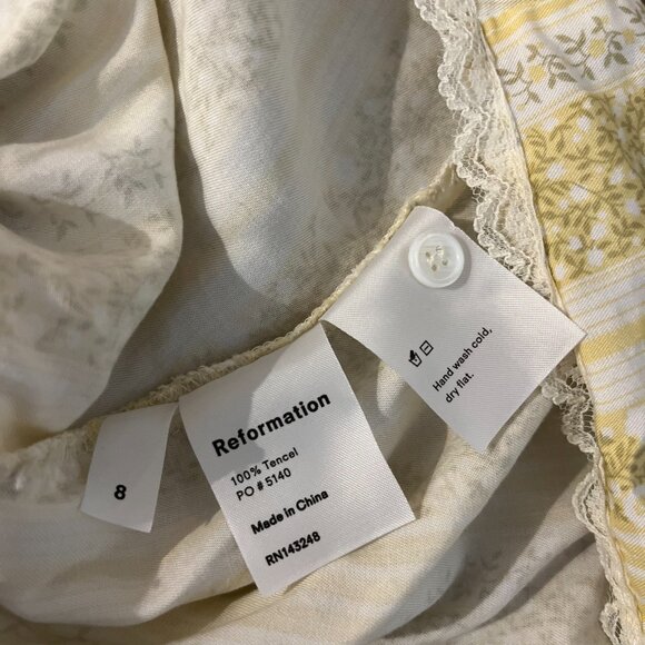 NWOT Reformation Sandalwood Midi Clara Dress, Floral, Button Front, Tie - 8 - Picture 9 of 9